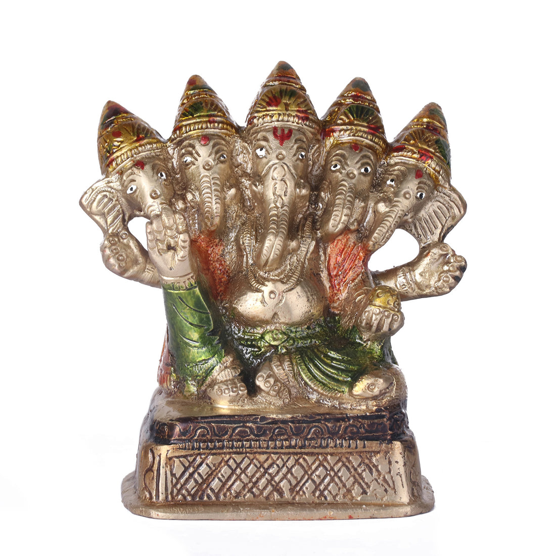 3.2 Inch Brass Panchmukhi Ganesh Statue