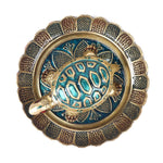 Brass Colored Turtle with Nakashi Plate - Blue