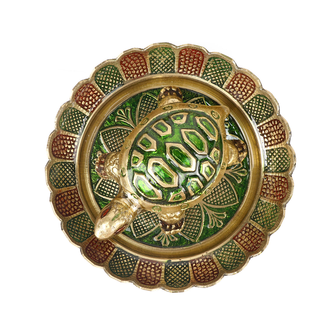 Brass Colored Turtle with Nakashi Plate/Tray (Medium)