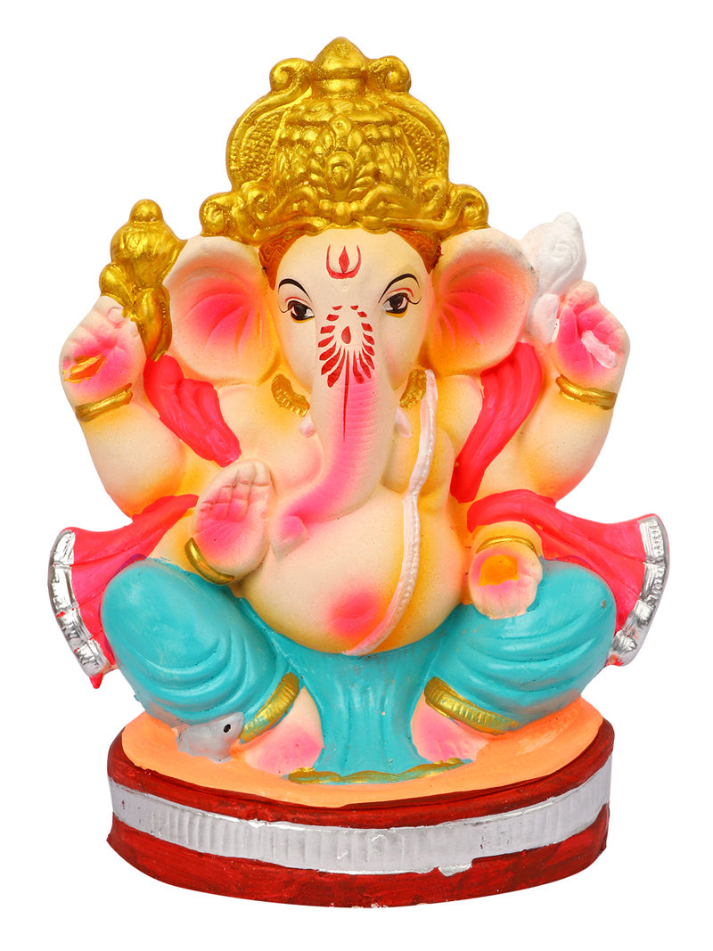 8 Inch Vikat Eco-Friendly Ganesha Idol in Padmasana Pose