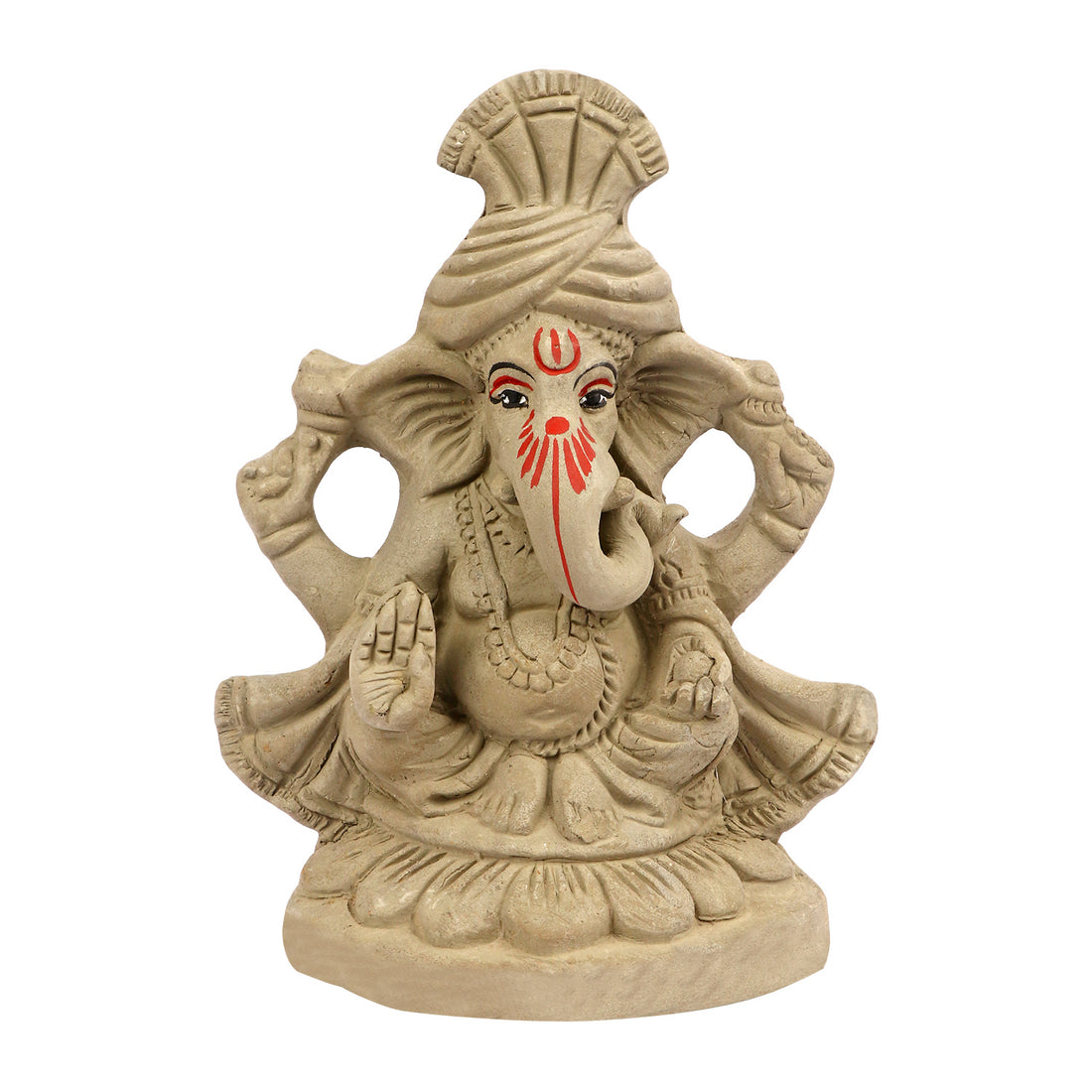 6.3 Inch Pagdi Wale Eco-Friendly Ganesha Idol