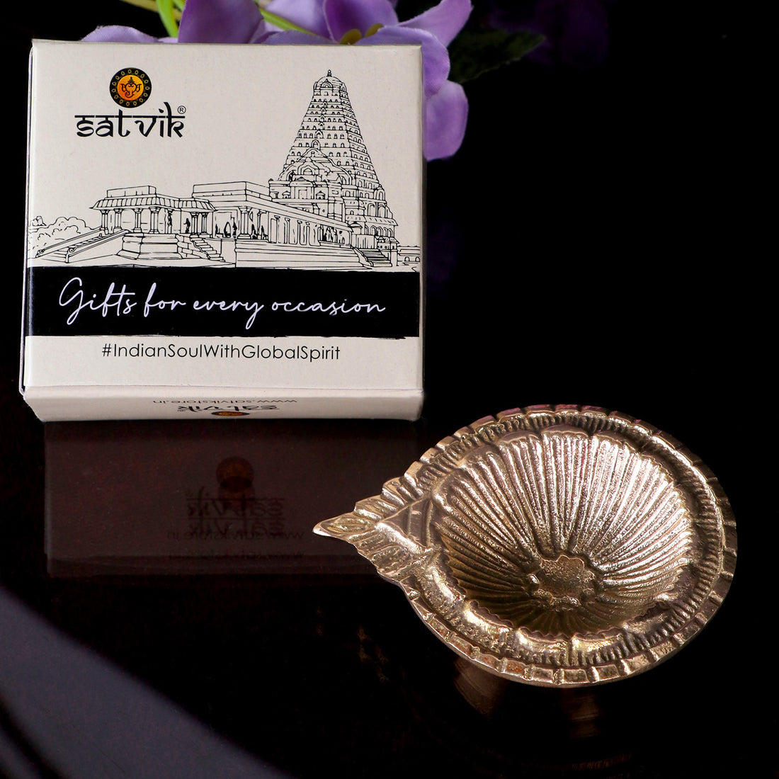 Brass Laxmi Diya Engraved Floral Design