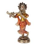 4.6 Inch Desirable Colorful Brass Krishna Idol