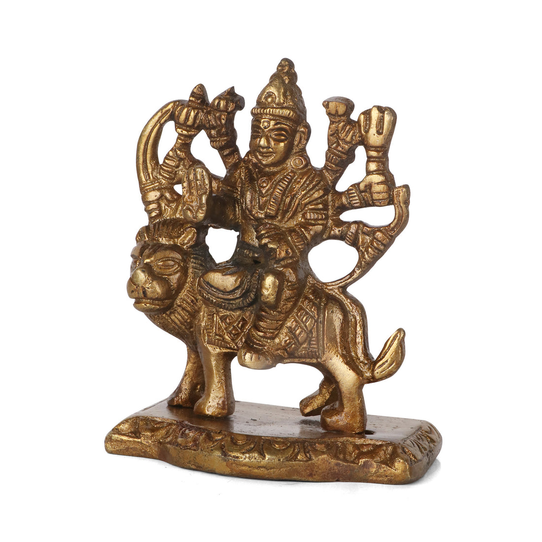 2.2 Inch Engraved Brass Maa Sherawali Idol