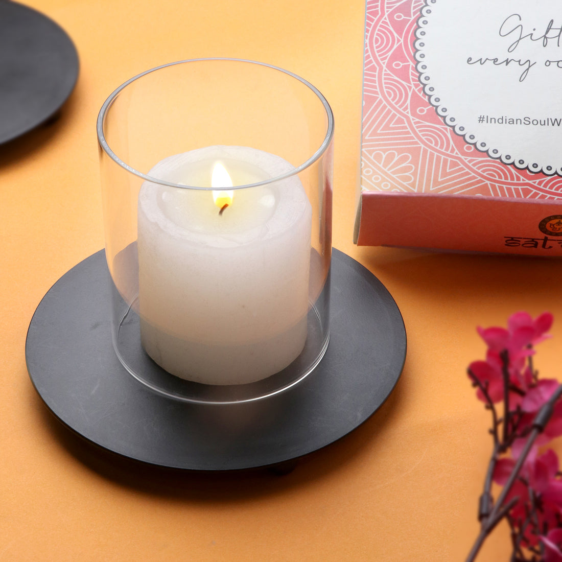 Black Decorative Plate Candle Stand