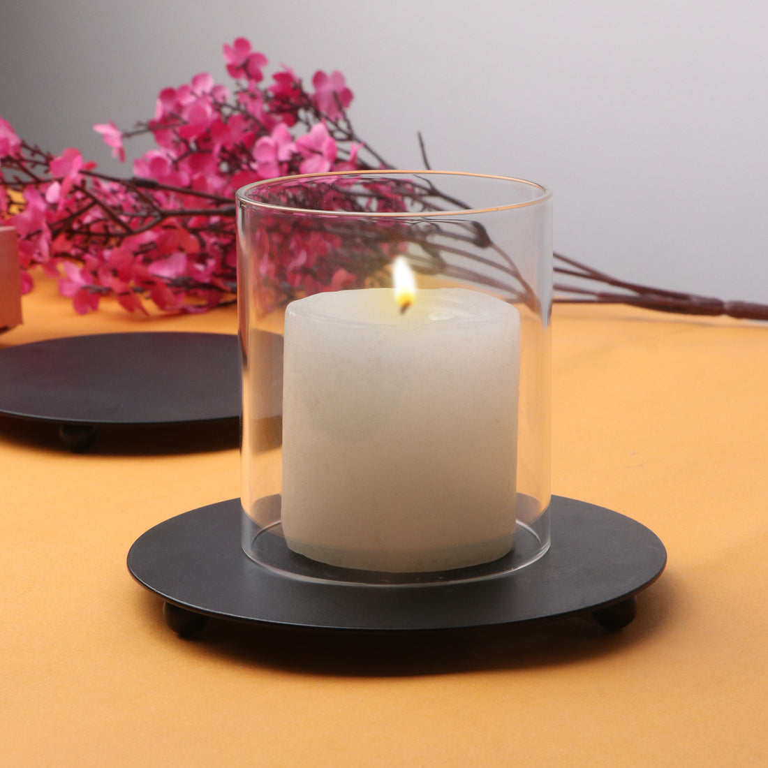 Black Decorative Plate Candle Stand