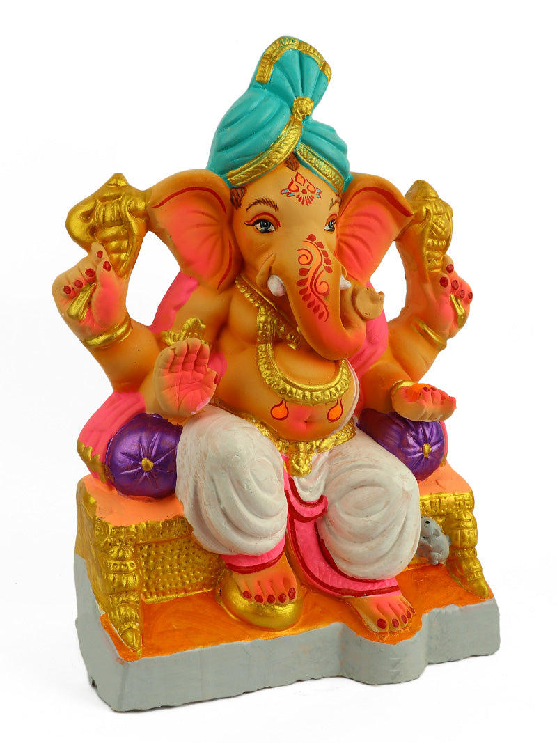 13 Inch Manomay Eco Friendly Ganesha Idol in Raja Pose