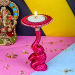 Multicolor Elephant Diya Metal Table Dia Laxmi Candle Tea Light Holder (Pack of 2)