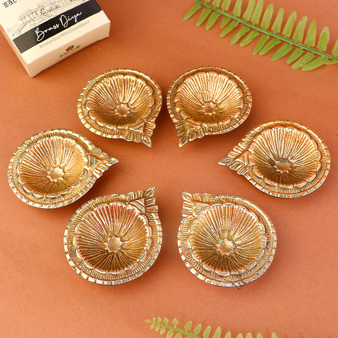 Brass Laxmi Diya Engraved Floral Design