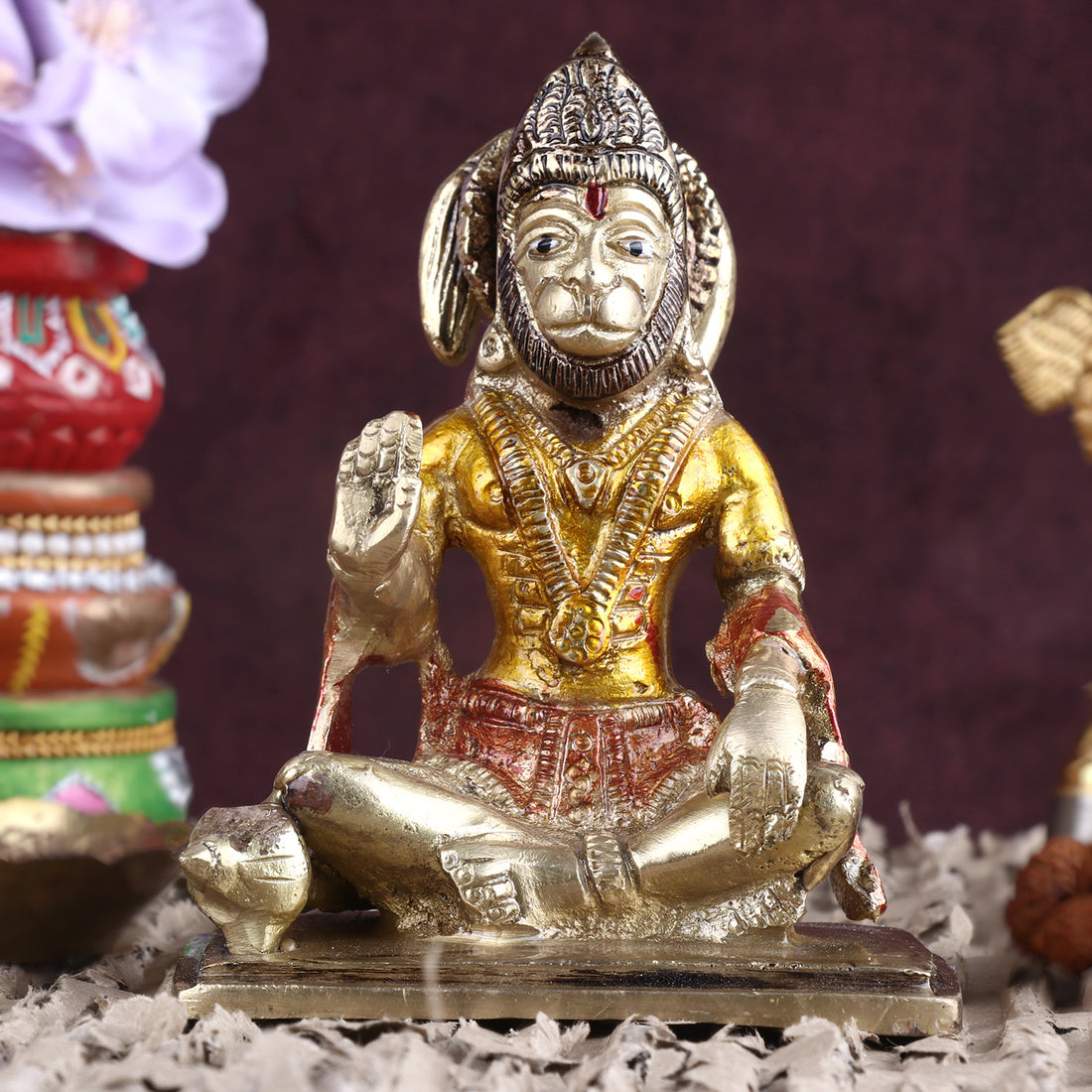 4.7 Inch Blessed Brass Hanuman Idol