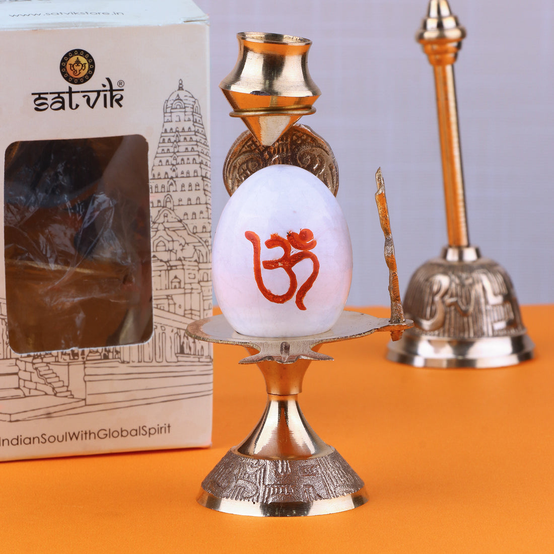 Mahadev White Stone Shivling With Nag, Trishul And Abhishek Patra