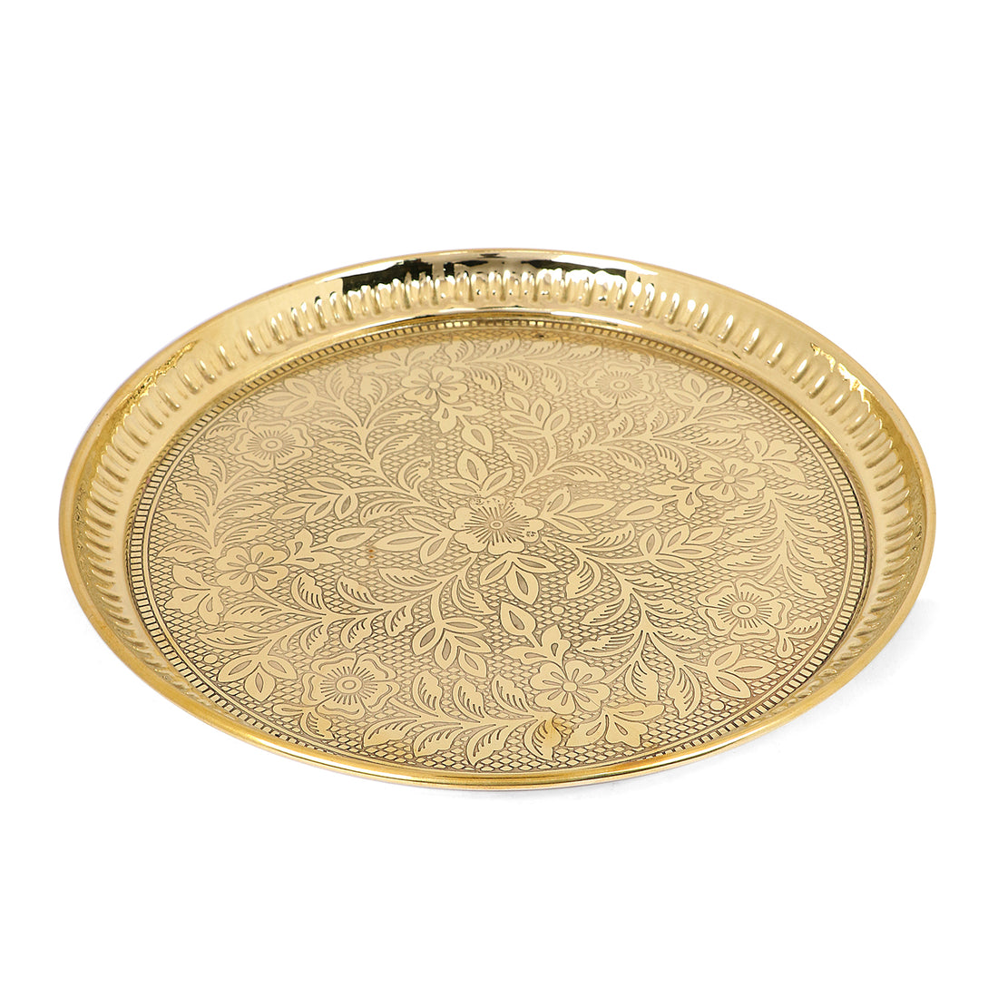 7 Piece Brass Designer Pooja Thali Set (9 Inch) Design 7