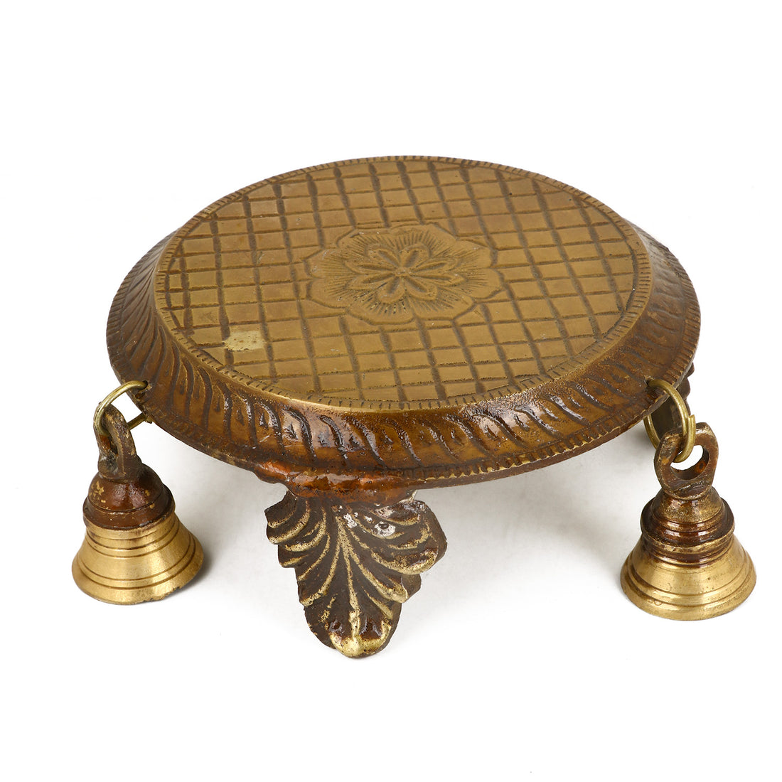 2.5 Inch Decorative Brass Chowki with Bells