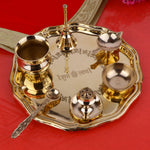 7 Piece Brass Shubh Labh Pooja Thali Set (8 Inch) Design 8