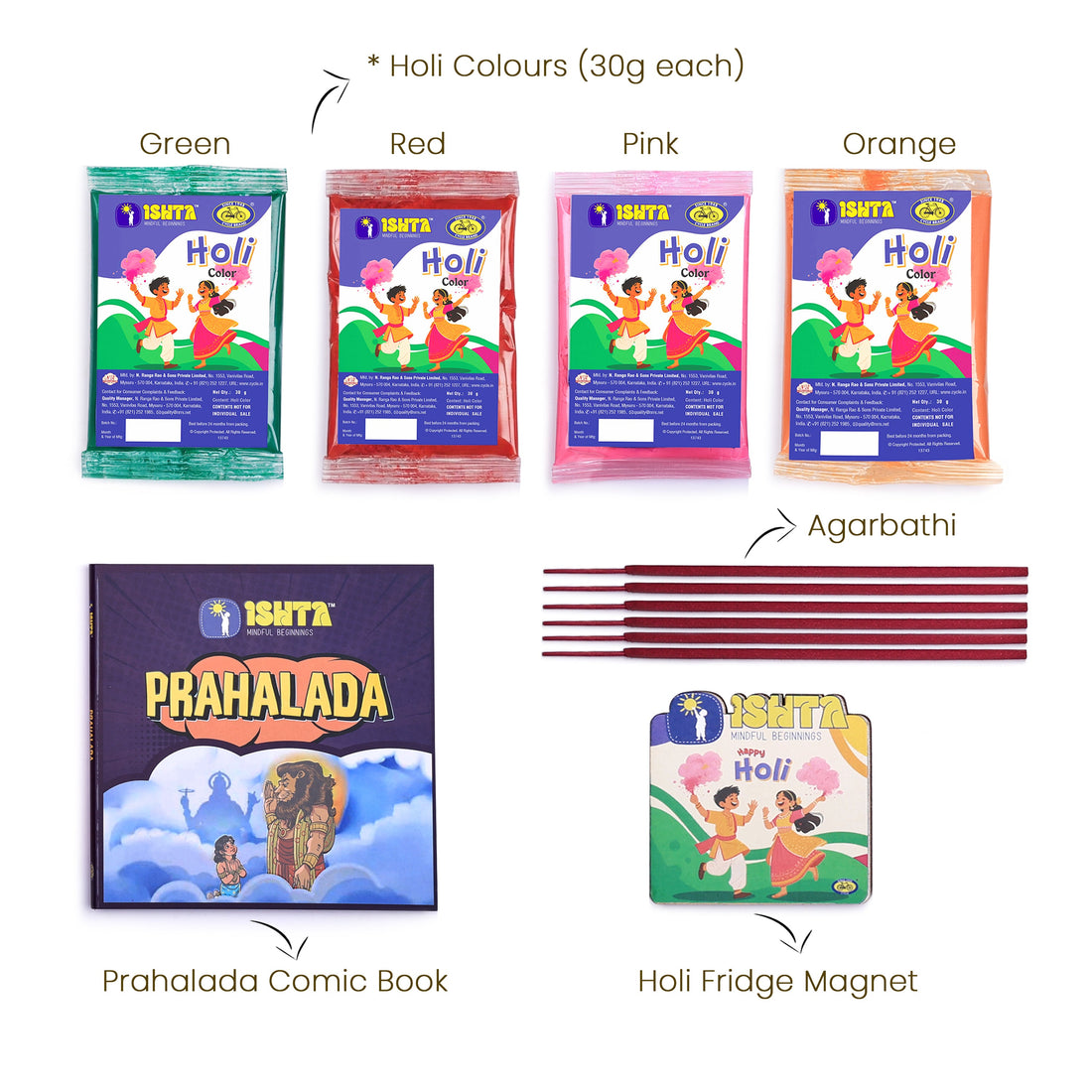 Ishta Happy Holi Kit for Kids | Colors, Stories & Tradition