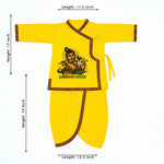Size 2 Makhan Chor Yellow Krishna Dress with Pink Border