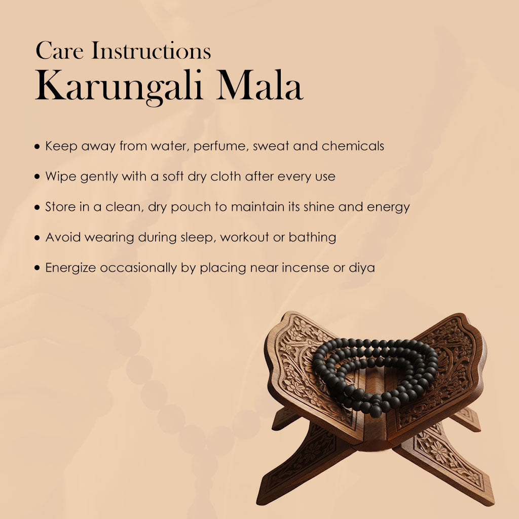 Karungali Mala 10mm with Sumeru Bead Spiritual Protection Govt Certified