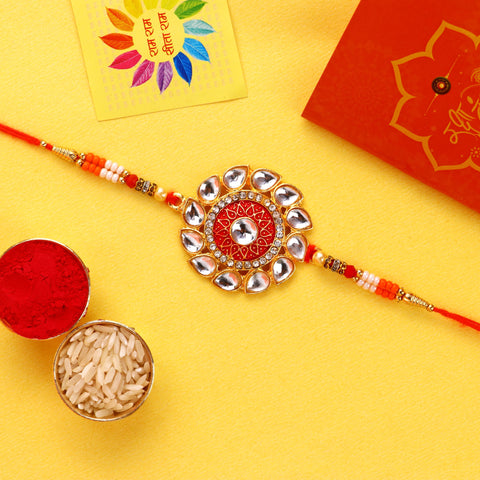 Kundan Rakhi online featuring premium Kundan work and timeless festive elegance. Satvikstore.in