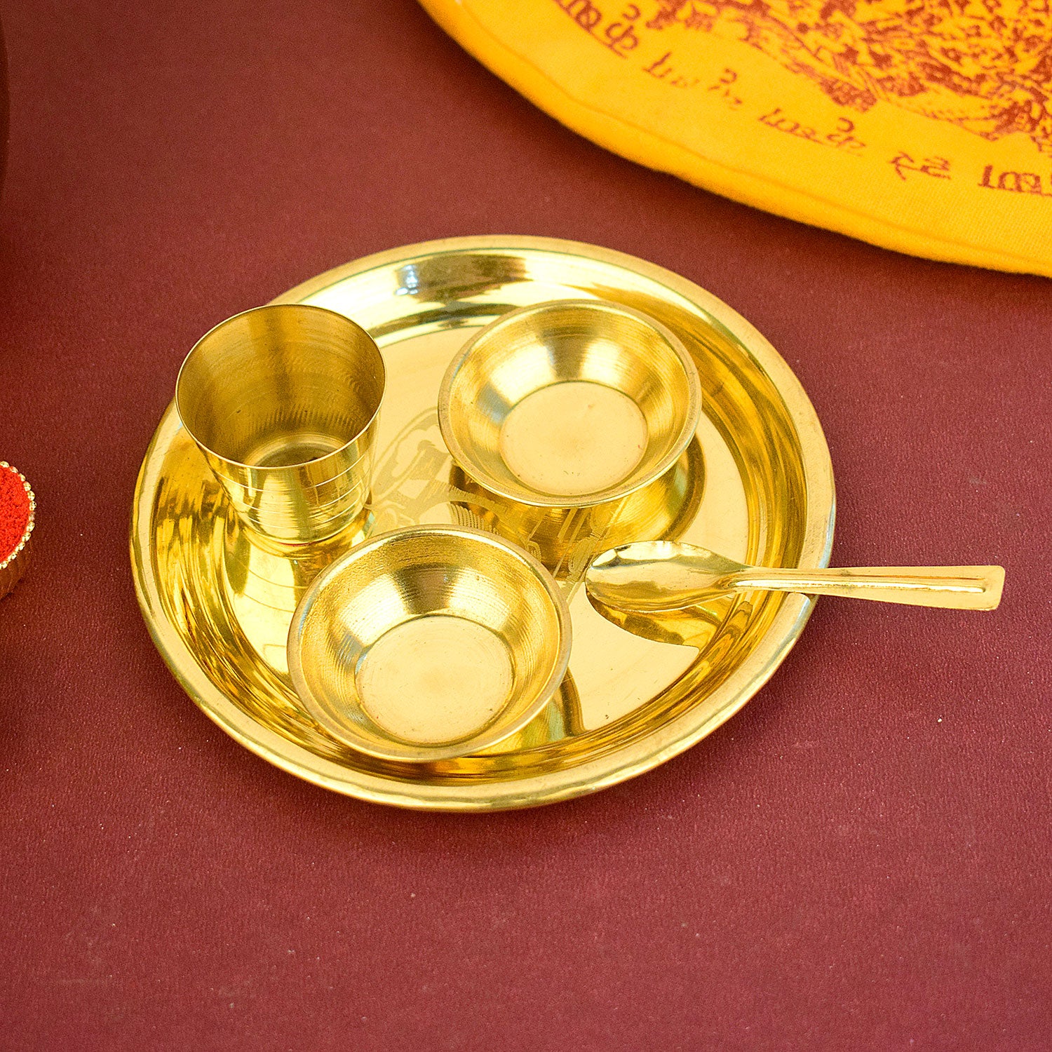 Large 5–6 inch Matki embossed Ladoo Gopal Bhog Thali Set designed for Krishna pooja and bhog offerings India’s Largest Pooja Accessories Brand – www.satvikstore.in