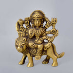 2.8 Inch Maa Durga Brass Idol – Divine Presence for Car Dashboard, Symbol of Power and Protection in a Compact Form. No. 1 Brass Idol Store www.satvikstore.in 
