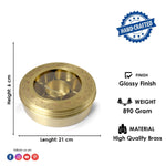 Premium Brass Pooja Samagridaan Set - 7 Containers with Spoon and Glass Lid