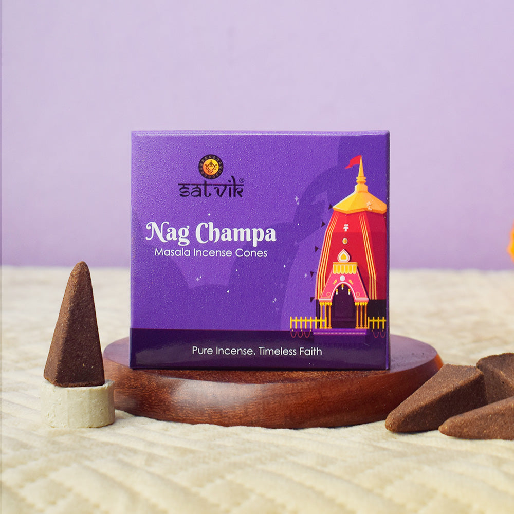 Nag Champa Pure Masala Incense Cones – Natural Spiritual Dhoop Cones for Pooja and Meditation. India’s Largest Pooja Accessories Brand - www.satvikstore.in