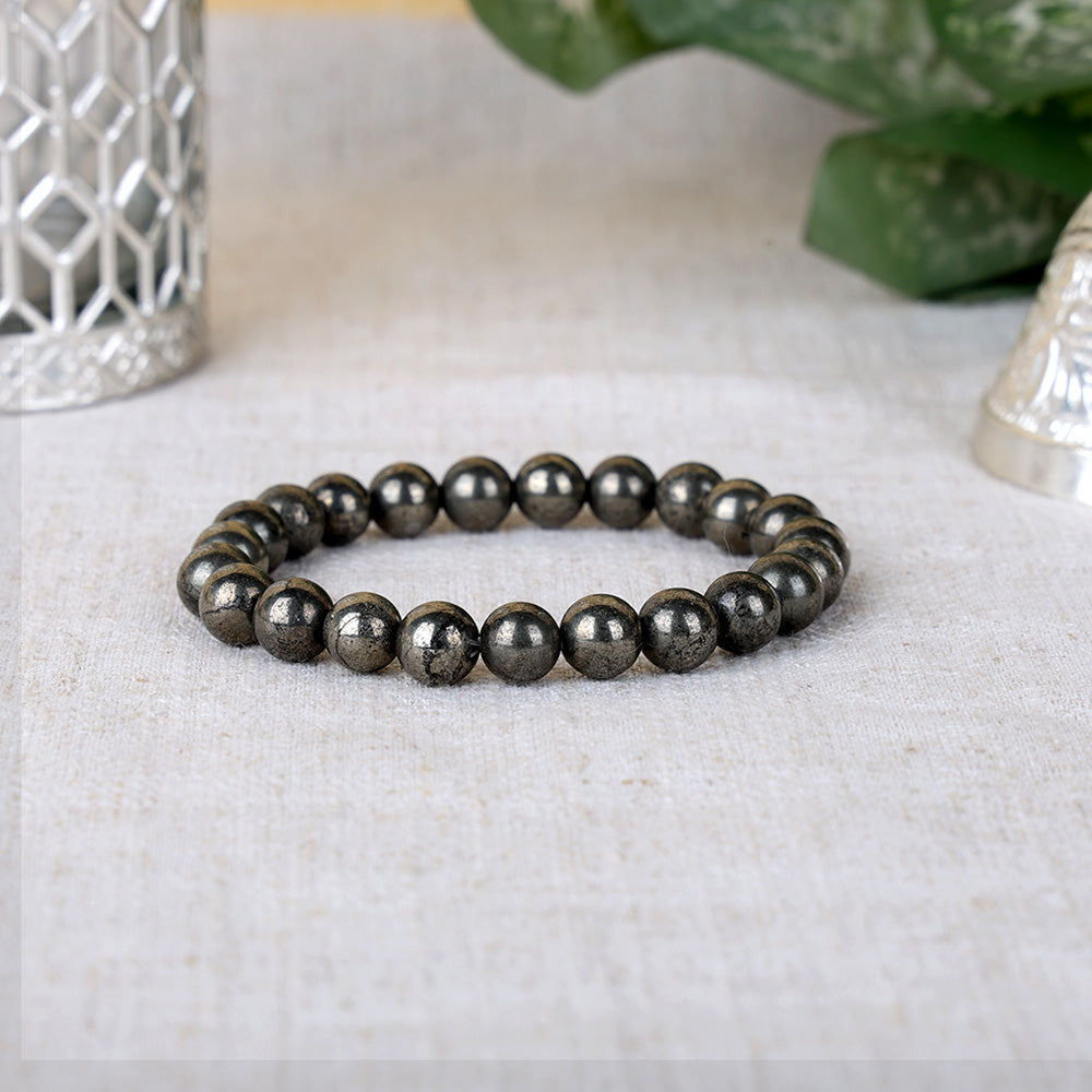 Natural Pyrite Bead Bracelet
