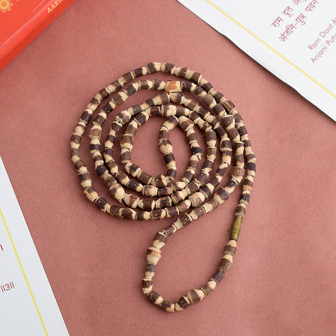 Original Tulsi Mala featuring hand-carved natural Tulsi beads, used for Japa, prayer, and spiritual healing. India’s Premium Jap Mala Store- www.satvikstore.in
