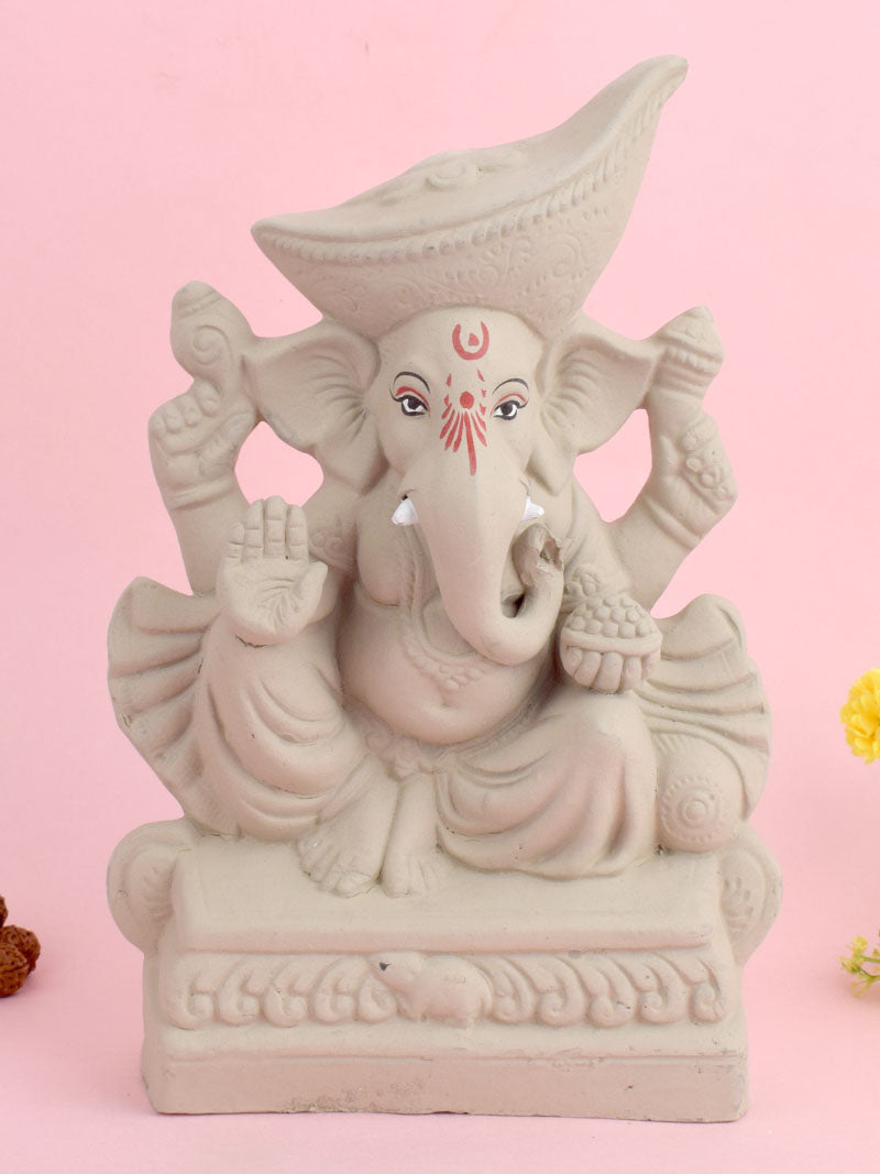 Plain 11 Inch Padmasana Ganpati With Mavala Pagdi | India’s Largest Pooja Accessories Brand – www.satvikstore.in