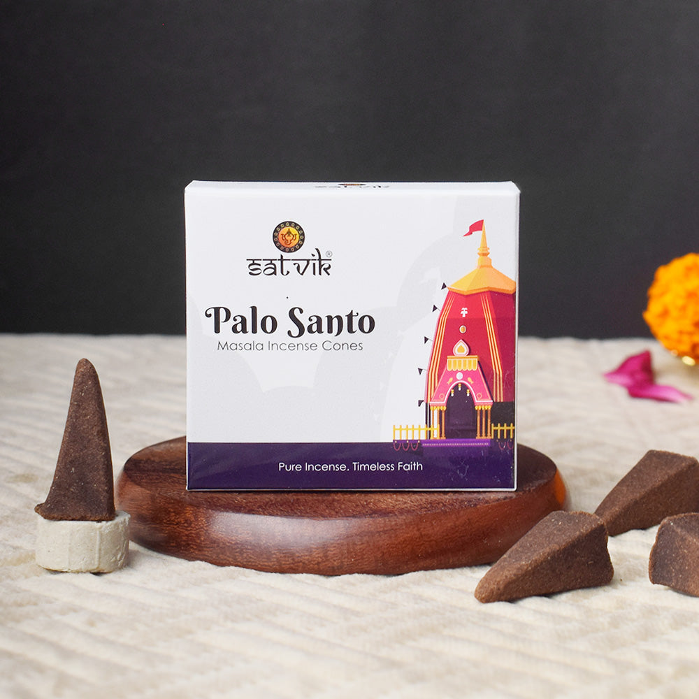 Palo Santo Pure Masala Incense Cones – Natural Healing & Cleansing Dhoop Cones for Meditation and Pooja. India’s Largest Pooja Accessories Brand - www.satvikstore.in