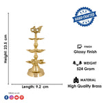 Brass 3 Step Panchmukhi Peacock Kerala Diya