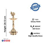 9-10 Inch Embossed Brass Peacock Kerala Samai Diya