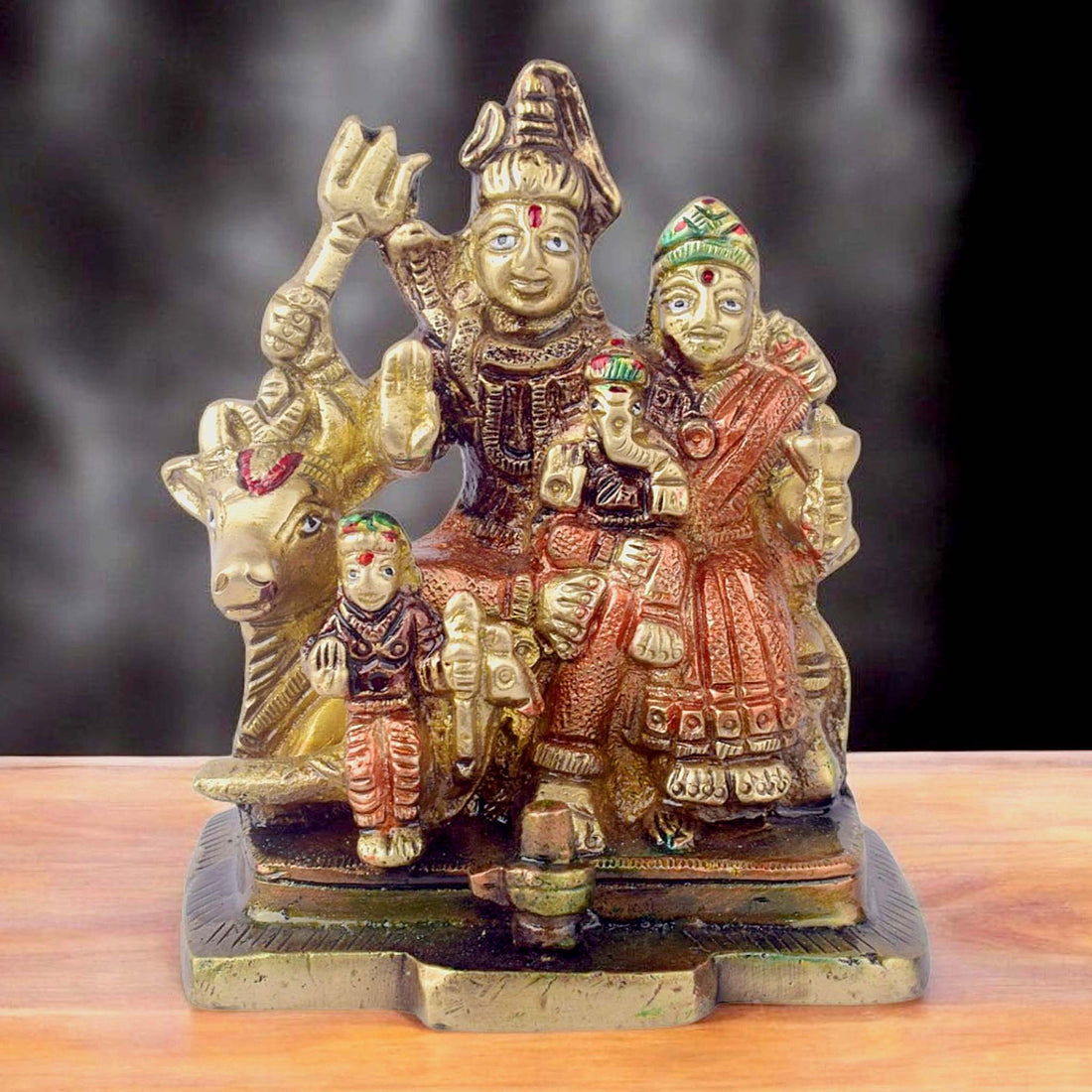 4 Inch Brass Shiv Parivaar Statue  Complete Lord Shiva Family Idol