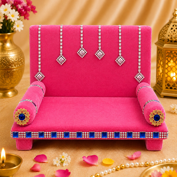 Velvet Radiance: Laddu Gopal's Glorious Singhasan