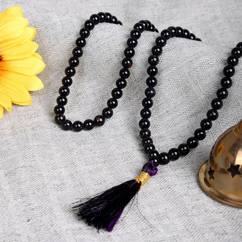 Premium Hakik Jap Mala with Black Tourmaline Crystal Beads for Protection and Energy Balance.India’s Largest Pooja Accessories Brand – www.satvikstore.in