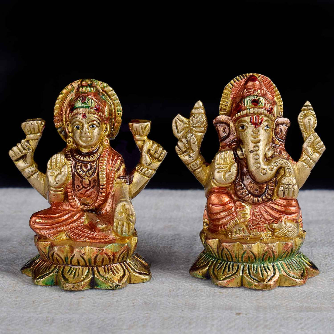 2.5 Inch Exquisite Brass Lakshmi Ganesha Idol – Perfect for Wealth, Wisdom & Festive Home Decor.No.1 Brass Idol Store www.satvikstore.in 