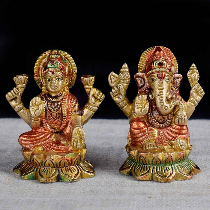 2.5 Inch Exquisite Brass Lakshmi Ganesha Idol – Perfect for Wealth, Wisdom & Festive Home Decor.No.1 Brass Idol Store www.satvikstore.in 