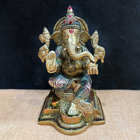 5.1 Inch Divine Ganesh Idol – Handcrafted Brass Statue Symbolizing Wisdom, Prosperity, and Auspicious Beginnings for Home and Temple Decor. No.1 Brass Idol Store www.satvikstore.in 