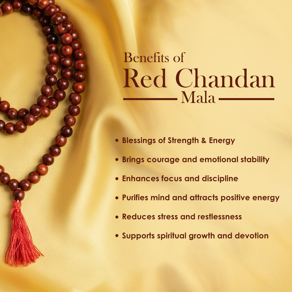 12mm 27 Bead Red Chandan Mani Mala