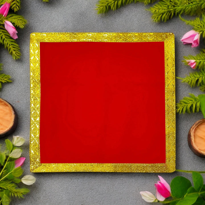 Red Aasan with golden border | India’s Largest Pooja Accessories Brand – www.satvikstore.in