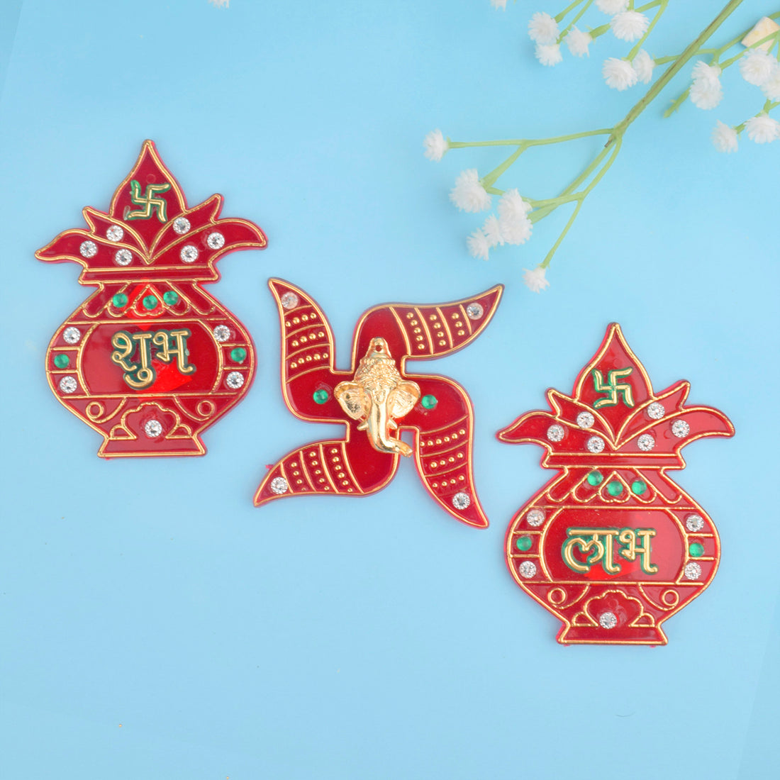 Red Shubh Labh and Swastik Stickers | India’s Largest Pooja Accessories Brand – www.satvikstore.in