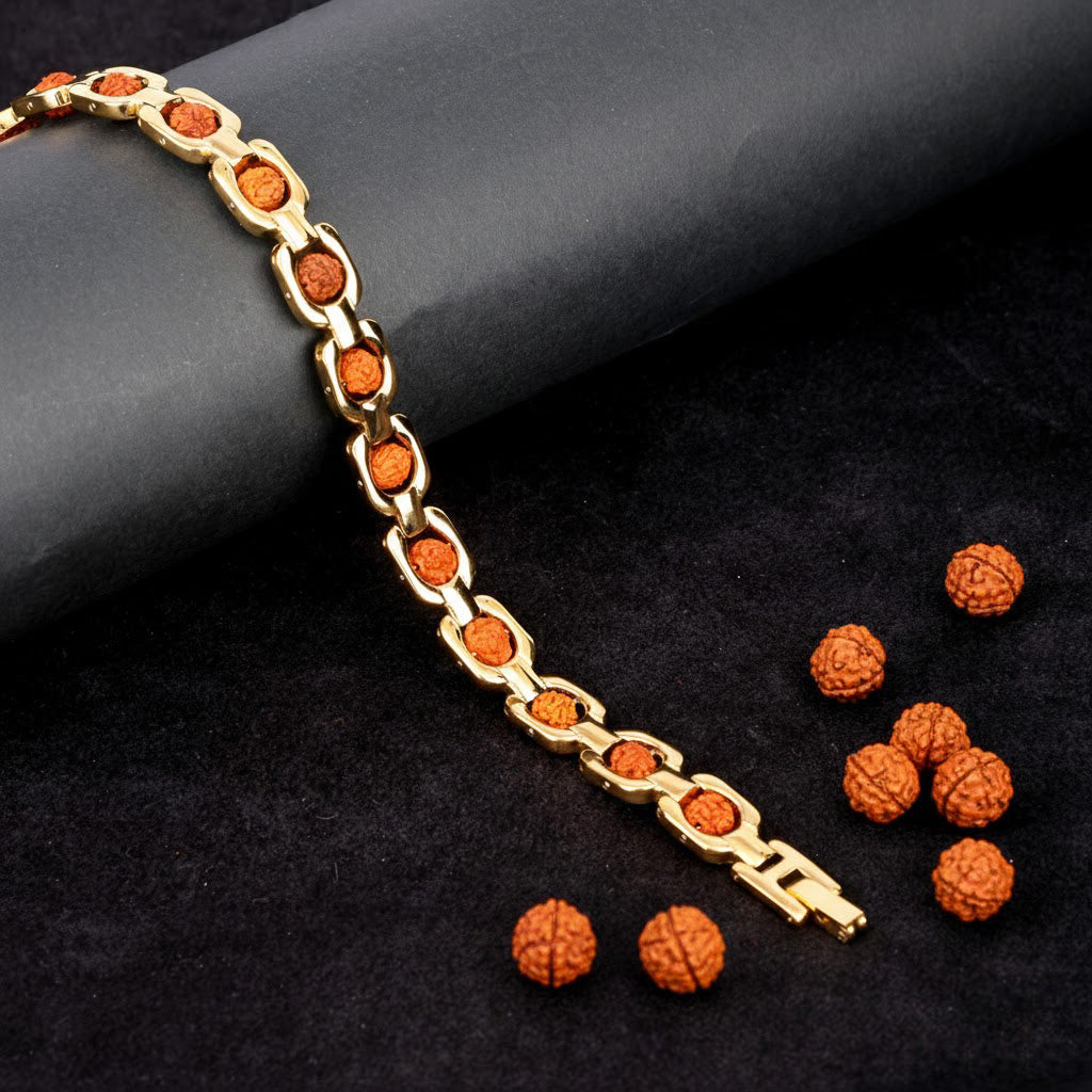 Rudraksha Gold Plated SQ IGP Bracelet Unisex Spiritual Jewelry for Positive Energy and Protection India’s Largest Puja Accessories Brand- www.satvikstore.in