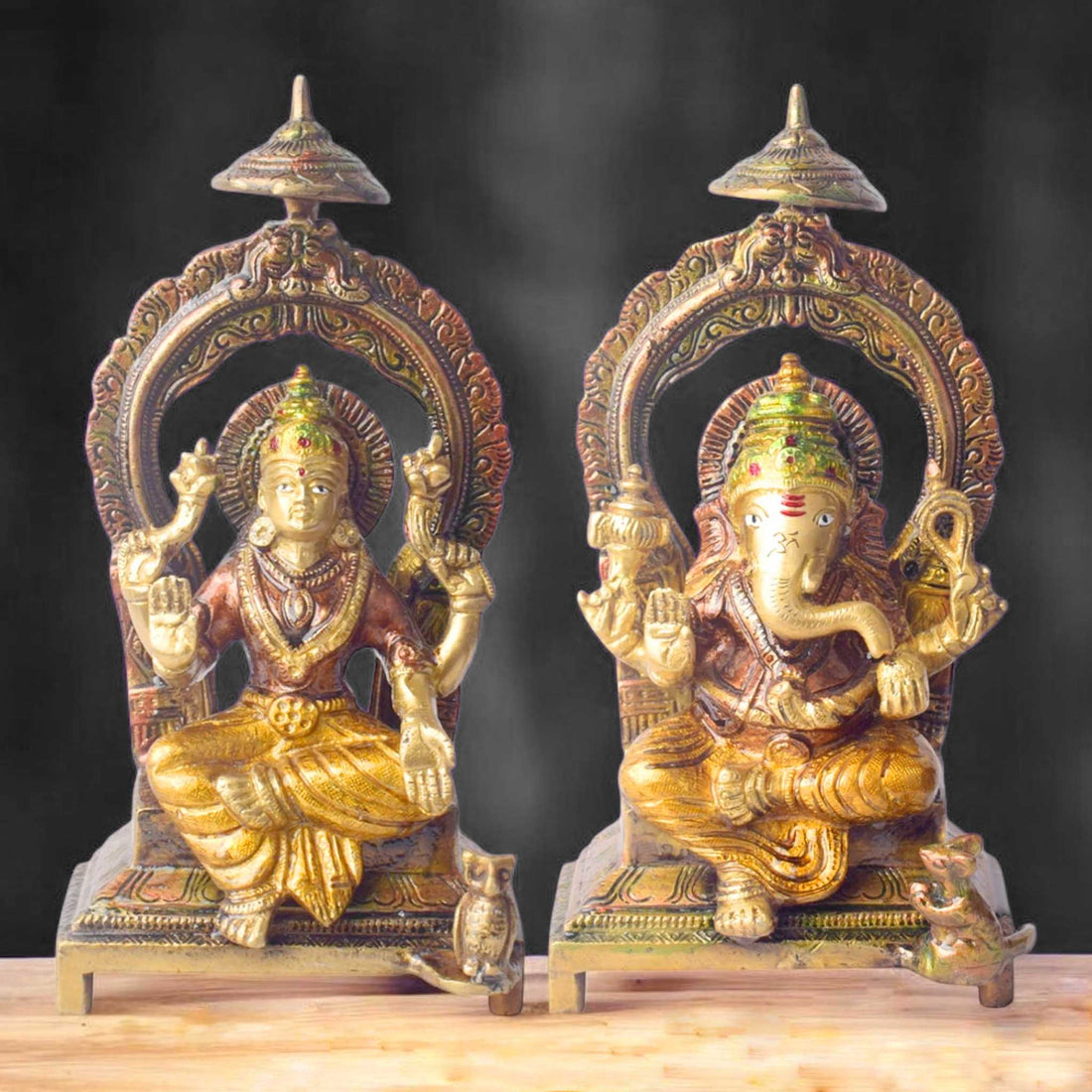 8.7 Inch Timeless Brass Lakshmi Ganesha Idol