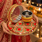 Glowing Reverence Karwa Chauth Thali Set - 3pc