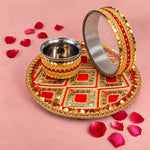 Glowing Reverence Karwa Chauth Thali Set - 3pc