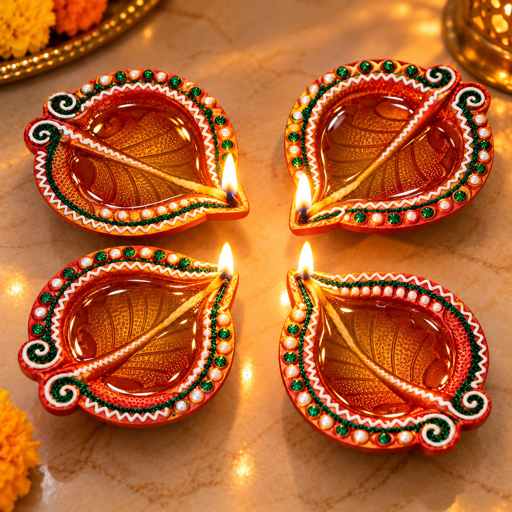 Clay Creations Enchanting Diyas to Light Up Diwali Set of 4