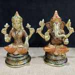 4.3 Inch Sacred Handcrafted Brass Lakshmi Ganesha Idol – Divine Statue for Wealth, Prosperity, and Blessings, Perfect for Home Temple and Pooja. No.1 Brass Idol Store www.satvikstore.in  
