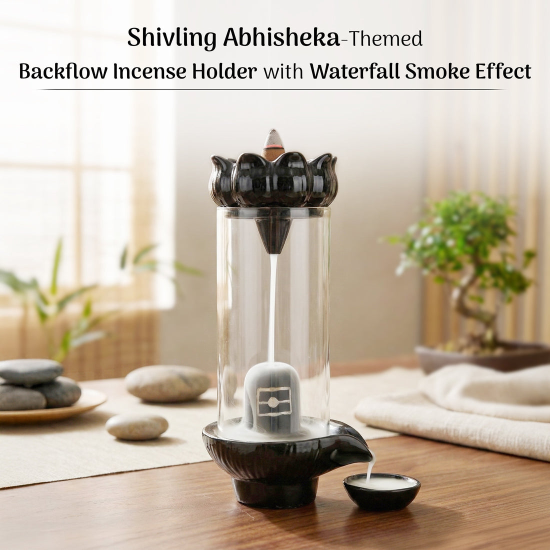 Shivling Abhishekam backflow incense burner with 20 cones