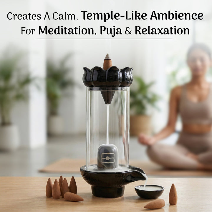Shivling Abhishekam backflow incense burner with 20 cones