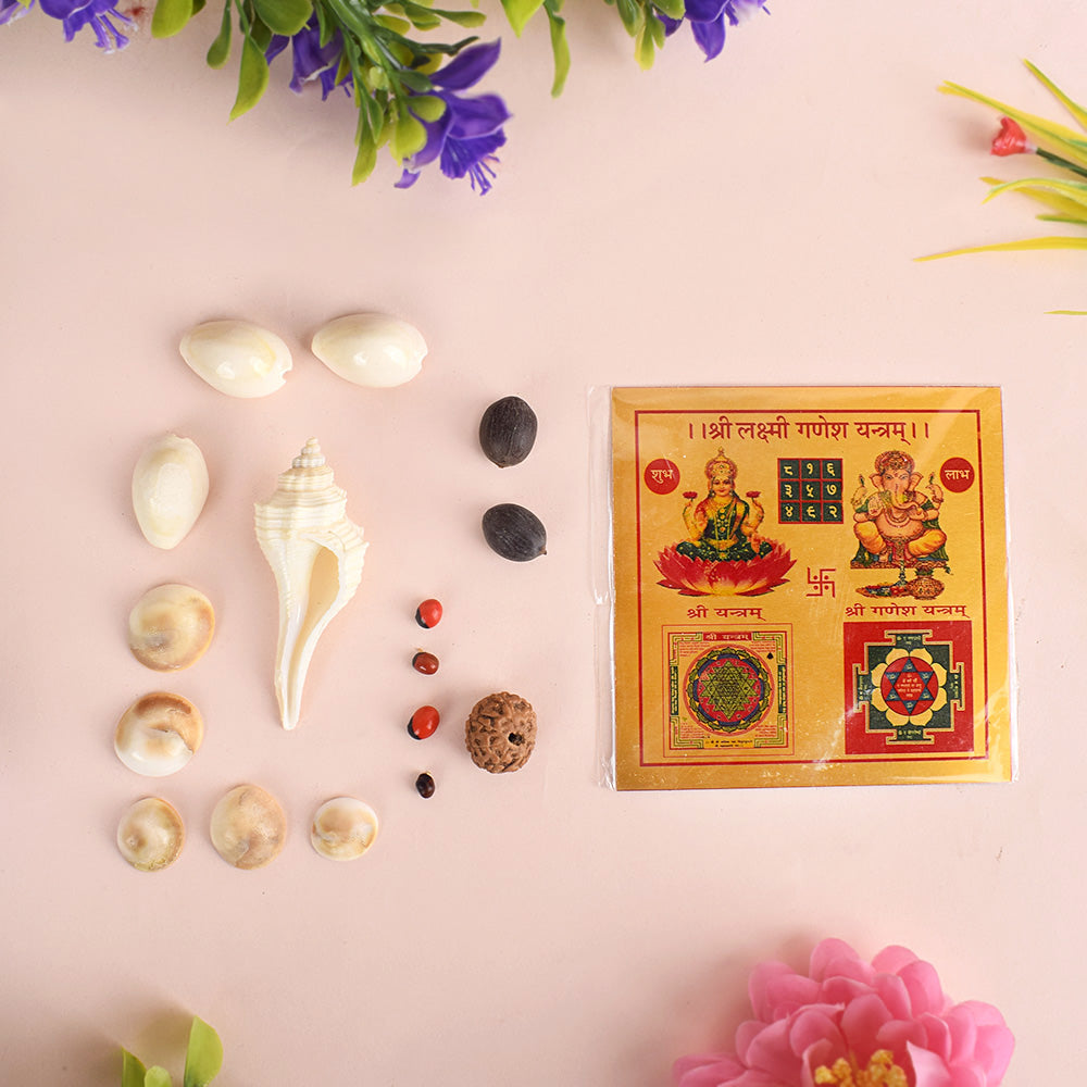 Shree Lakshmi Ganesh Yantra Kit 7 Piece for Wealth, Prosperity and Worship. India’s Largest Pooja Accessories Brand - www.satvikstore.in